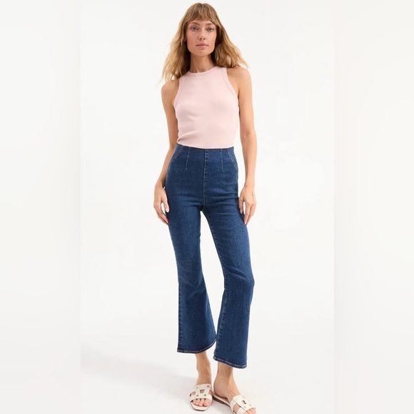 Veronica Beard Crosbie Wide Straight (Flare) Crop Leg High Rise Jeans 👖 Small - Picture 2 of 16